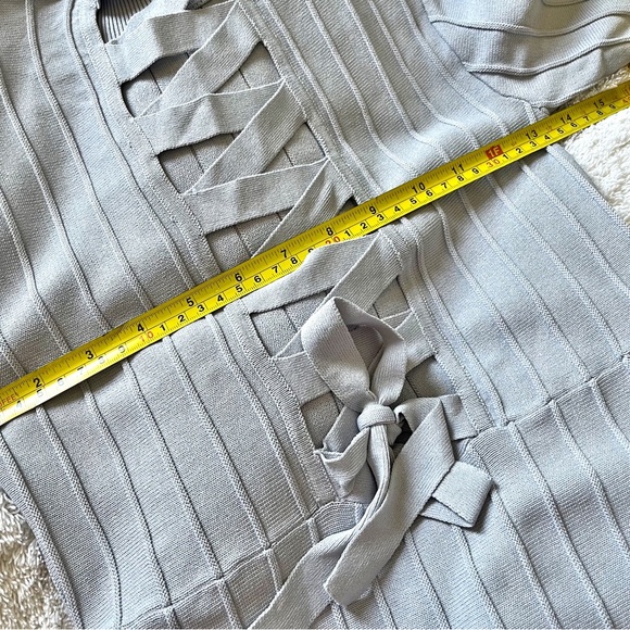 For Love and Lemons Knitz Simone Laced Back Sweater Mini Dress Blue XS - Picture 8 of 13